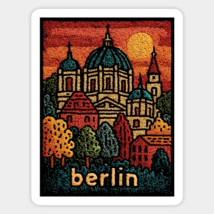 Berlin Cathedral Embroidered Travel Poster | Vintage Germany Landmark Souvenir Magnet